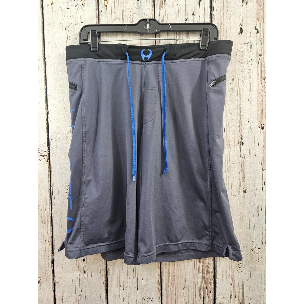 Hylete Men's Medium Gray Black Drawstring Athletic Running Workout Shorts EUC‎